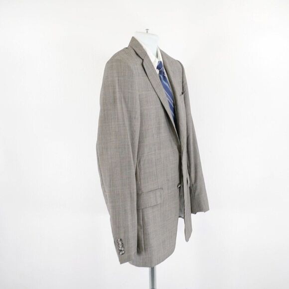 Hart Schaffner Marx Wool Black Tan Glen Plaid Blazer 38R 2 Button W/ Orange Brow - Picture 7 of 14
